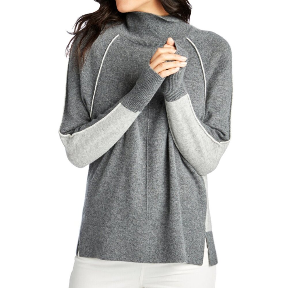 Vineyard Vines Multi Raglan Turtleneck 100% Cashmere Gray